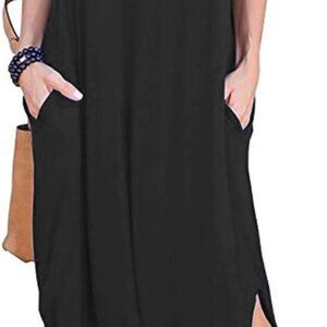 Women's Maxi Dress Rayon Spandex Flowy Summer Casual Beach Pockets
